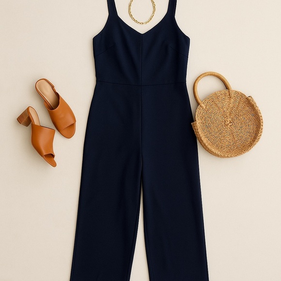 EVERLANE The Japanese GoWeave V-Neck Jumpsuit – Size 10 – Navy Blue - Picture 13 of 14